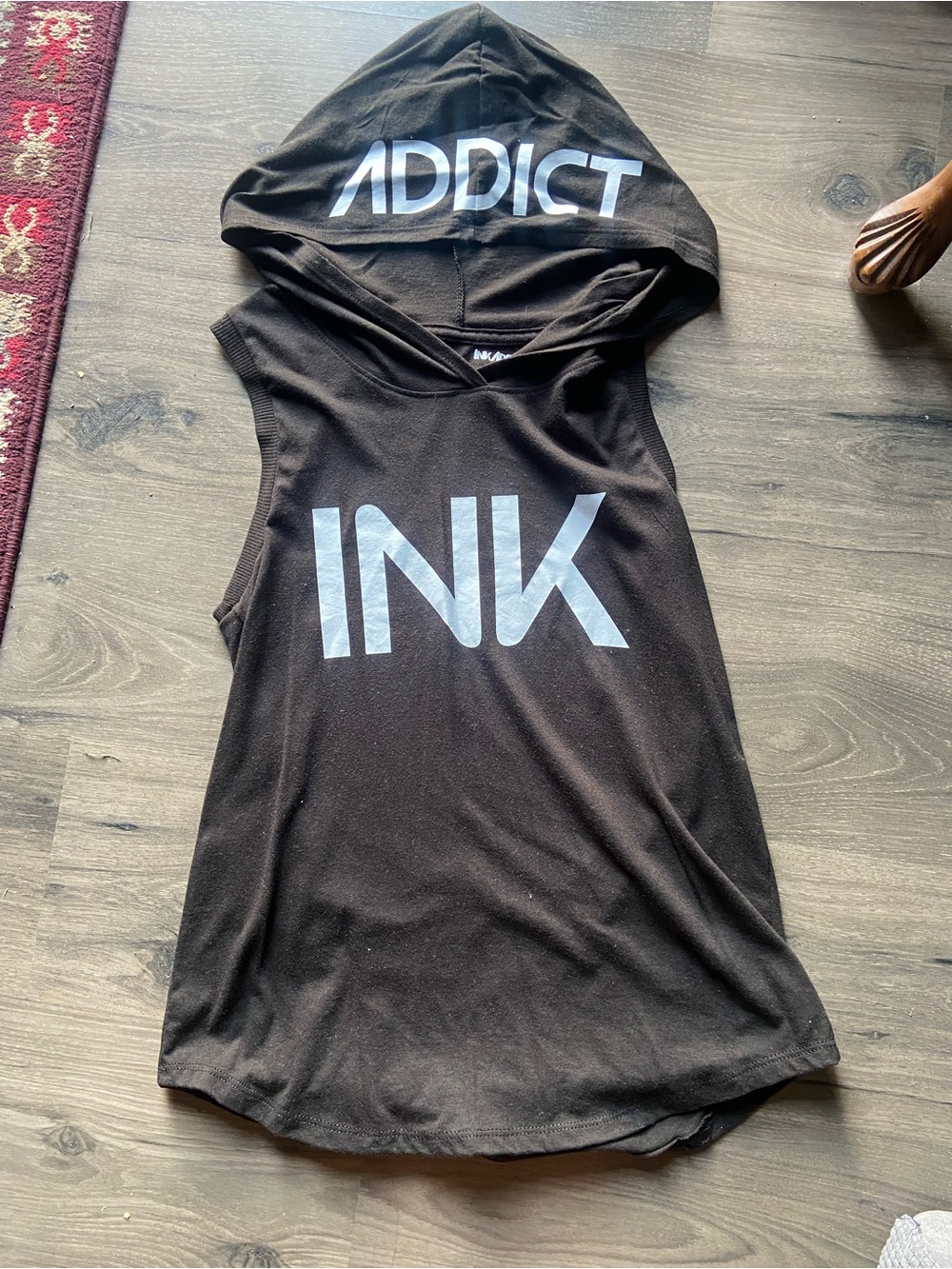 Black Sleeveless ink addict hoodie